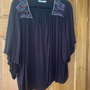 Hazel Black Relaxed Dolman Sleeve Blouse